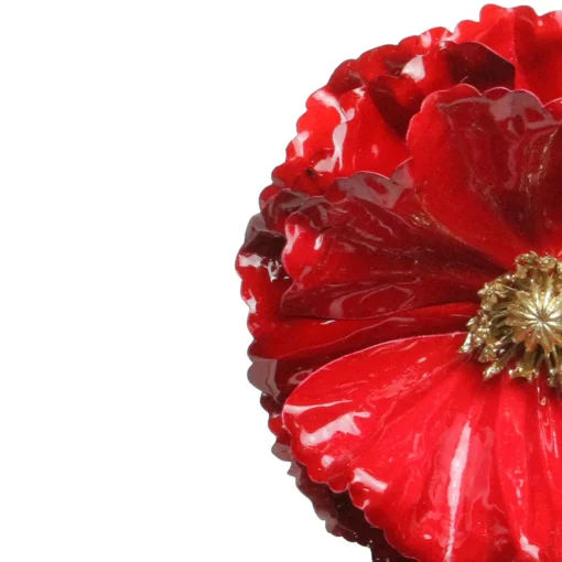 Northlight Garden & Floral>4.5" Red And Gold Contemporary Poppy Christmas Clip