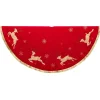 50 Inch And Larger*KSA 54" Red And Gold Patchwork Reindeer Running Christmas Tree Skirt