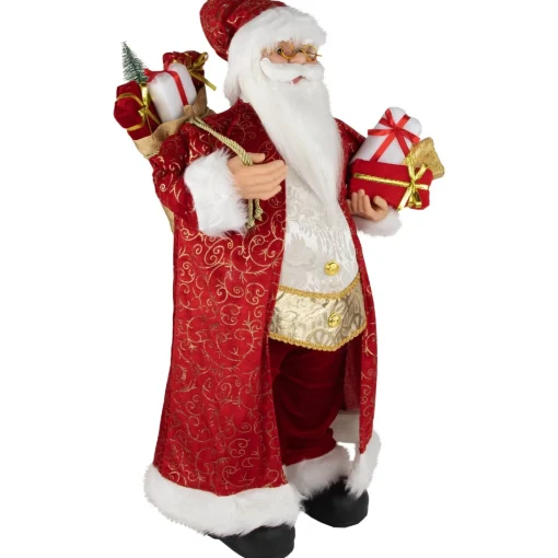 Santa Figures*Northlight 32" Red And Gold Santa Claus With Gifts Christmas Figure