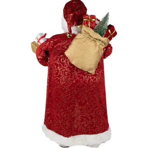 Santa Figures*Northlight 32" Red And Gold Santa Claus With Gifts Christmas Figure