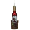 Northlight Food & Beverage>6.25" Red And Gold Wine Bottle In Basket Christmas Ornament