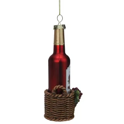 Northlight Food & Beverage>6.25" Red And Gold Wine Bottle In Basket Christmas Ornament