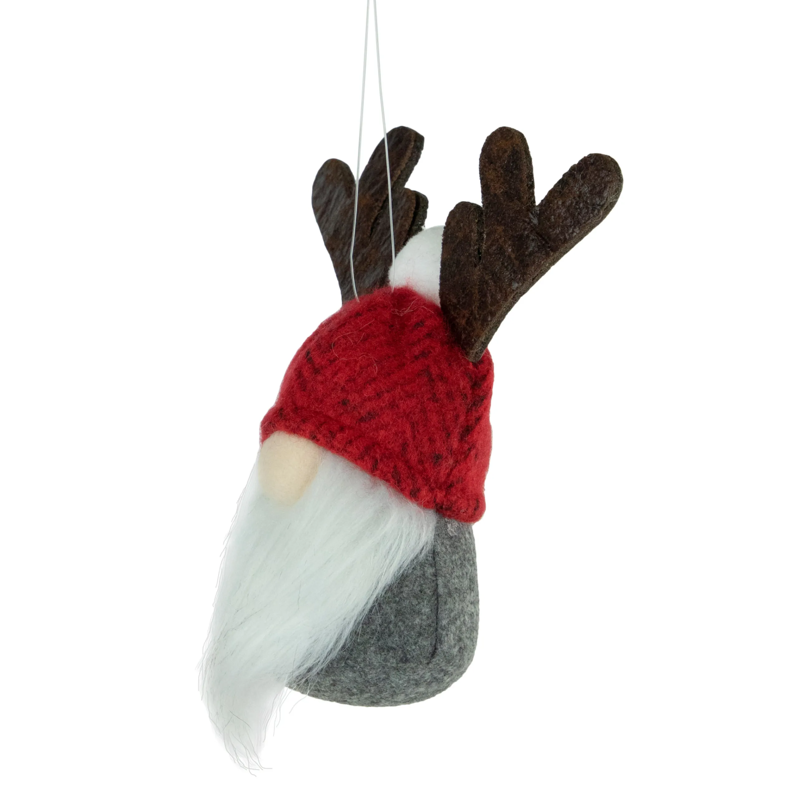Northlight Fantasy & Sci Fi>5.25" Red And Gray Gnome With Antlers Christmas Ornament