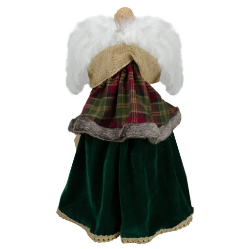 Angel Tree Toppers*Northlight 18" Red And Green Angel In A Dress Christmas Tree Topper Accented With Holly Berries - Unlit
