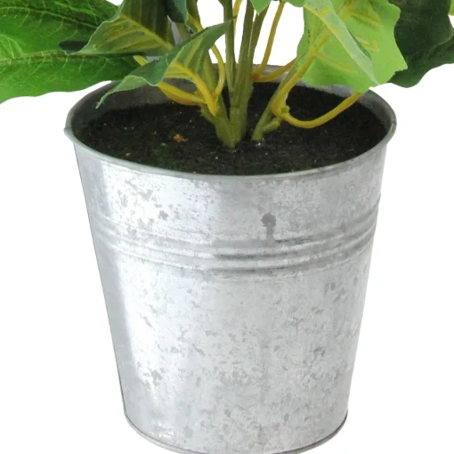 Floral*Northlight 15.5" Red And Green Artificial Poinsettia Christmas Flower Arrangement In Silver Pot