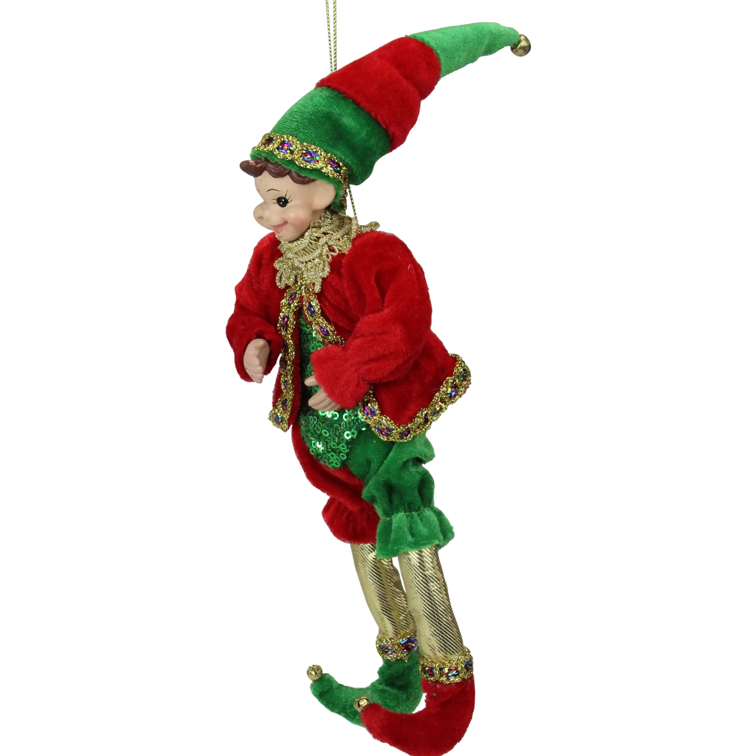 Northlight Fantasy & Sci Fi>12" Red And Green Bendable Elf In A Suit Hanging Christmas Ornament