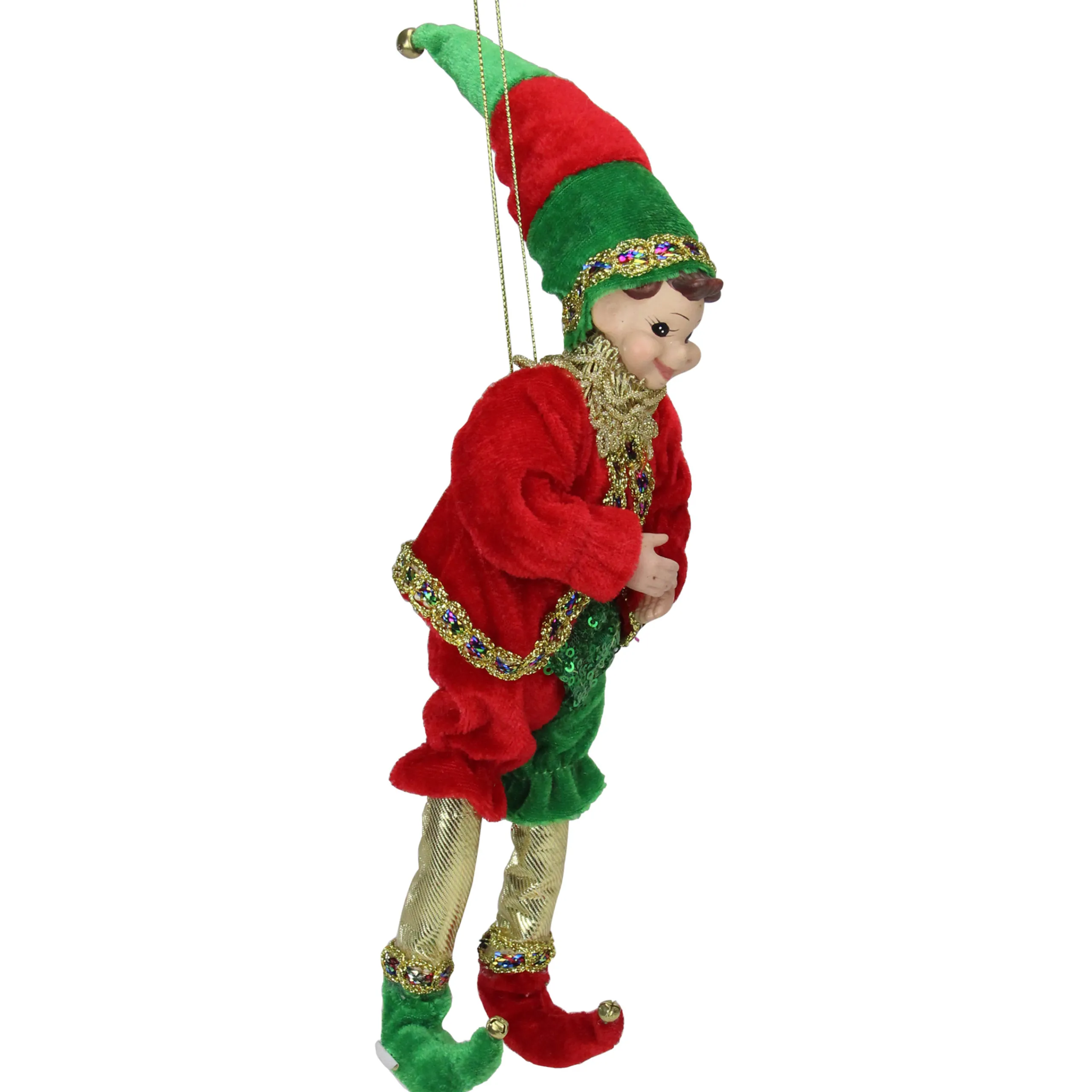 Northlight Fantasy & Sci Fi>12" Red And Green Bendable Elf In A Suit Hanging Christmas Ornament