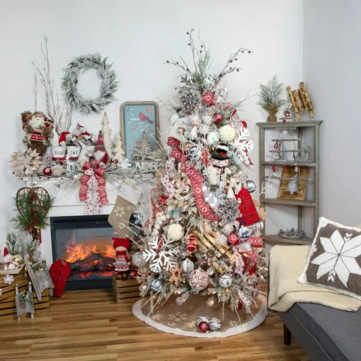 Wall & Door Decorations*Northlight 20" Red And Green Cedar And Berries Twig Snowshoes Christmas Wall Decor