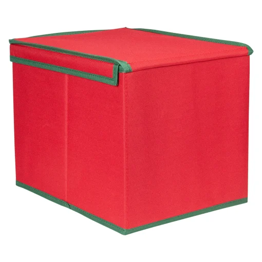 Northlight Ornament Storage>13" Red And Green Christmas Ornament Storage Box With Removable Dividers