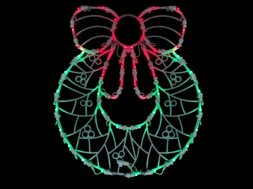 Window Decorations*Northlight 16" Red And Green Led Lighted Wreath Christmas Window Silhouette Decoration