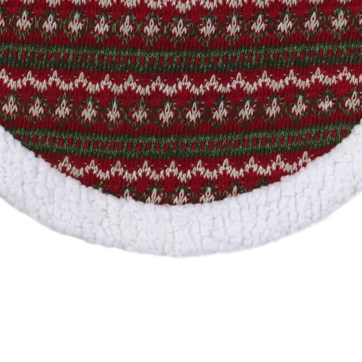 Mini Tree Skirts*Northlight 20" Red And Green Lodge Knitted Mini Christmas Tree Skirt With High Pile Fleece Trim