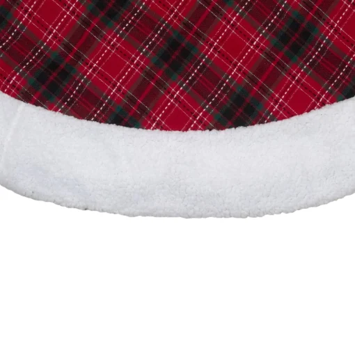 50 Inch And Larger*Northlight 60" Red And Green Plaid Christmas Tree Skirt With White High Pile Fleece Trim