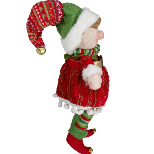 Plush Figures*Northlight 14" Red And Green Plush Jingle Bell Girl Elf Christmas Figure
