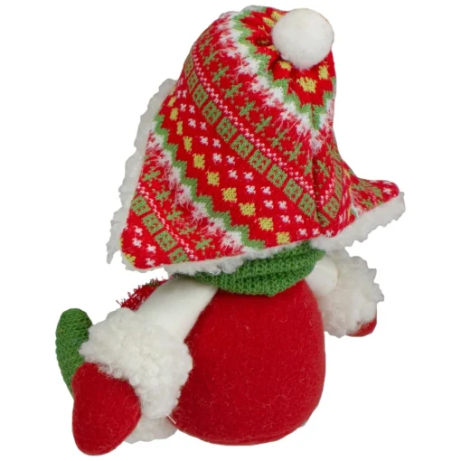 Plush Figures*Northlight 8" Red And Green Sitting Snowman Girl Christmas Figure