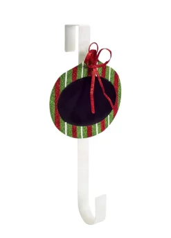 Wreath Accessories*Diva At Home 18" Red And Green White Striped Chalkboard With Bow Christmas Wreath Hanger