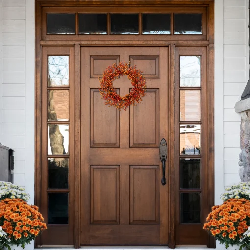Northlight 18" Red And Orange Berries Artifical Fall Harvest Twig Wreath, 18-Inch, Unlit