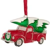 Northlight Transportation>3.5" Red And Silver Country Pick Up Truck With European Crystals Christmas Ornament