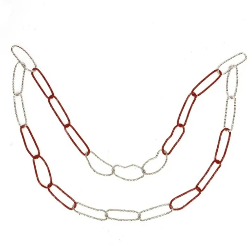 Specialty Garland*Roman 36" Red And Silver Round Loops Christmas Chain Garland - Unlit