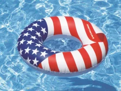 Swim Central 36" Red And White American Flag Patriotic Inflatable Swimming Pool Inner Tube