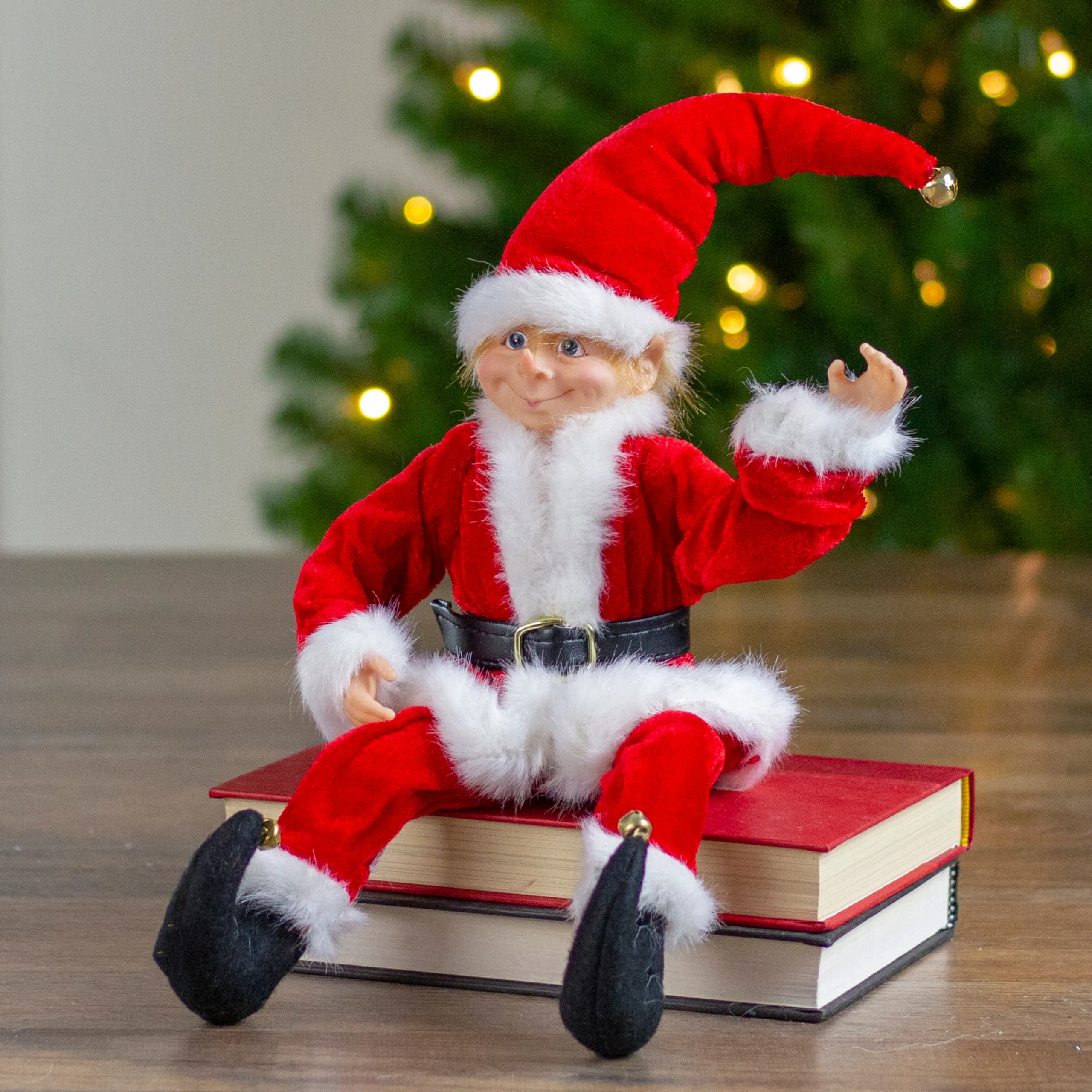 Northlight Fantasy & Sci Fi>15" Red And White Bendable Elf In A Santa Suit