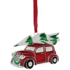 Northlight Transportation>3.25" Red And White Car With Tree Christmas Ornament