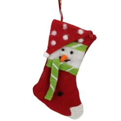 GCI Snowmen>8" Red And White Felt Snowman Face Stocking Christmas Ornament