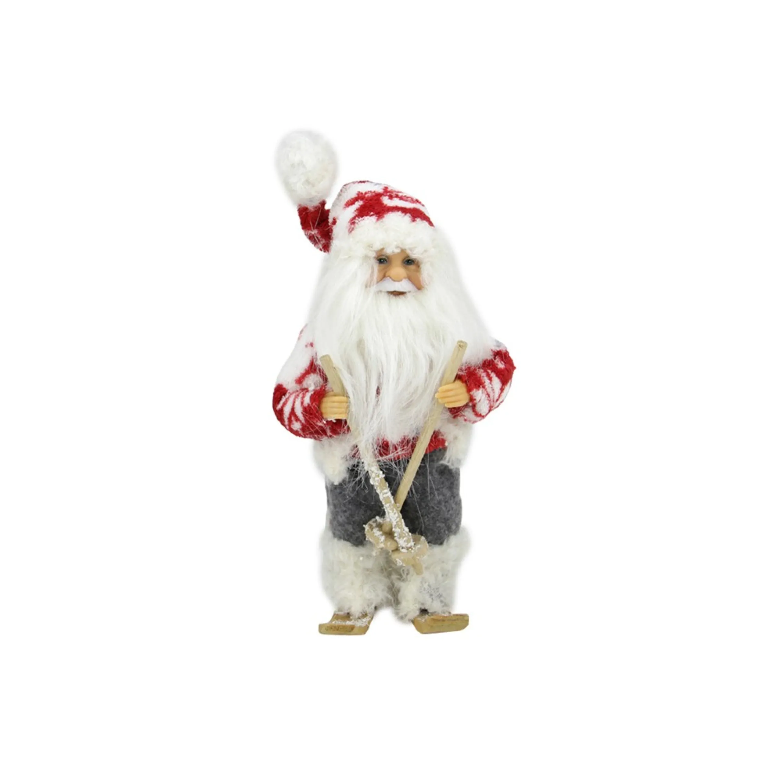 Santa Figures*Northlight 9" Red And White Frontier Reindeer Skiing Santa Claus Christmas Figurine