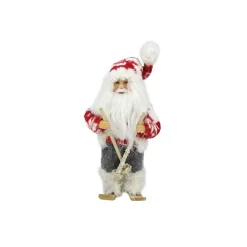 Santa Figures*Northlight 9" Red And White Frontier Reindeer Skiing Santa Claus Christmas Figurine