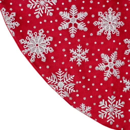 Mini Tree Skirts*Northlight 20" Red And White Glitter Snowflake Mini Christmas Tree Skirt