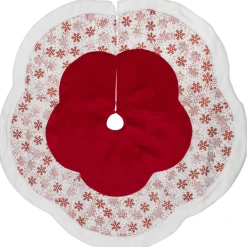 48 Inch And Smaller*Northlight 48" Red And White Glitter Snowflake Scallop Christmas Tree Skirt