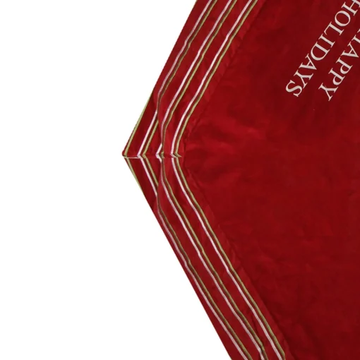 50 Inch And Larger*Season's Designs 56" Red And White 'Happy Holidays' Christmas Tree Skirt With Striped Trim