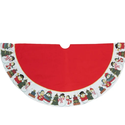 48 Inch And Smaller*Northlight 48" Red And White Jolly Snowman Christmas Tree Skirt