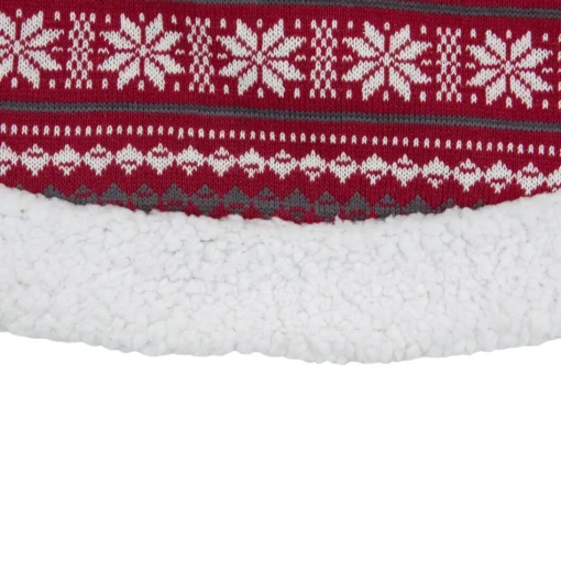 48 Inch And Smaller*Northlight 48" Red And White Knitted Snowflake Lodge Christmas Tree Skirt