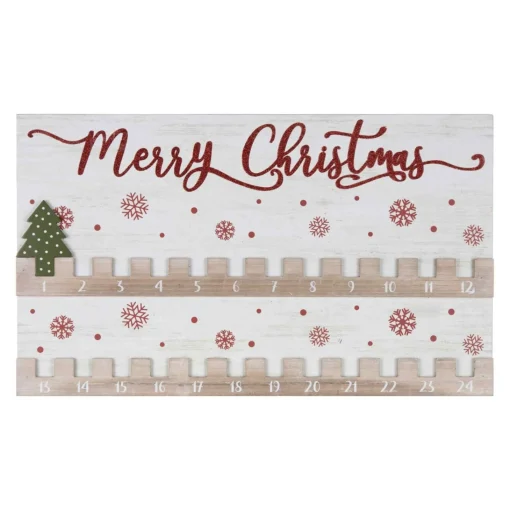 Advent Calendars*Melrose 20" Red And White "Merry Christmas" Christmas Countdown Wall Sign