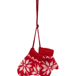 Northlight Fashion & Beauty>4" Red And White Nordic Knit Mittens Christmas Ornament
