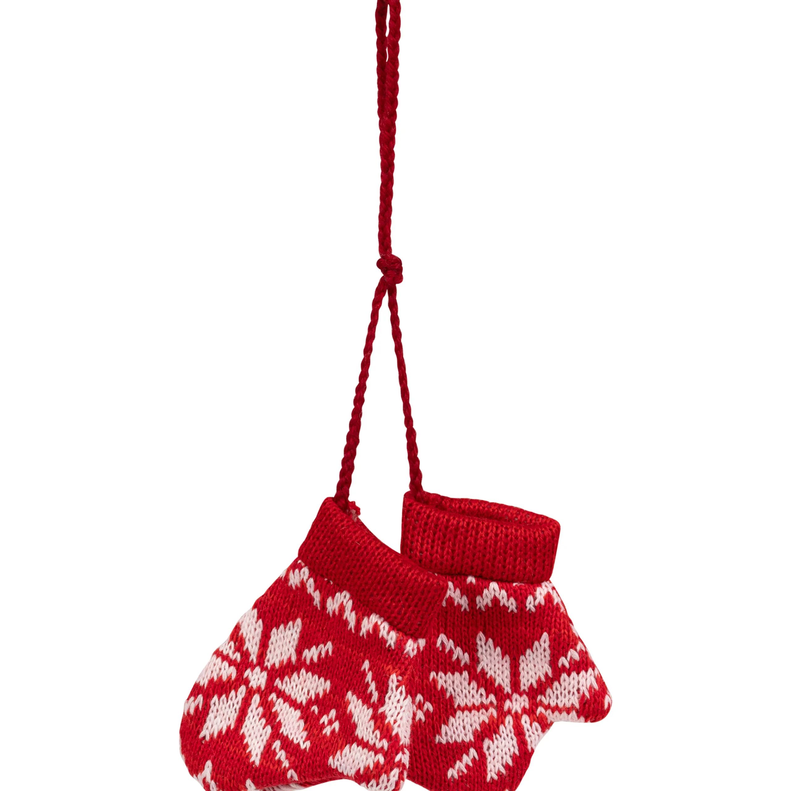 Northlight Fashion & Beauty>4" Red And White Nordic Knit Mittens Christmas Ornament