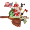 Raz Santa Claus>6" Red And White Patriotic American Firefighter Santa Claus Glass Christmas Ornament