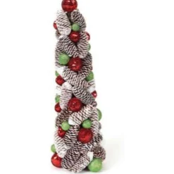 Melrose 2.5 Feet Tall And Smaller></noscript>1.5' Red And White Pine Cone Topiary Christmas Tree - Unlit