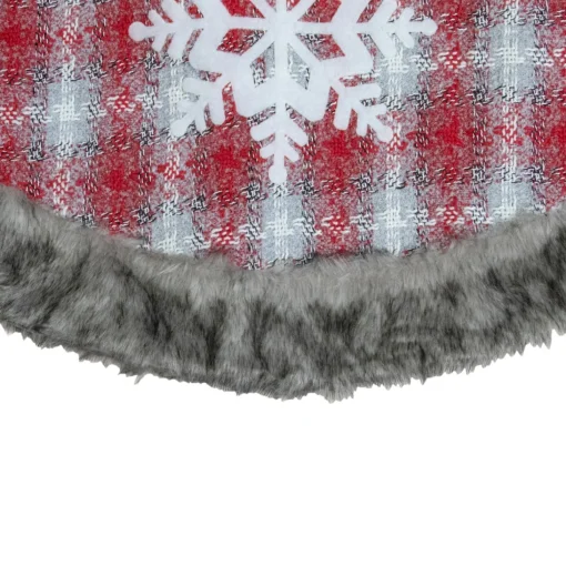 48 Inch And Smaller*Northlight 48" Red And White Plaid Christmas Tree Skirt With Snowflake