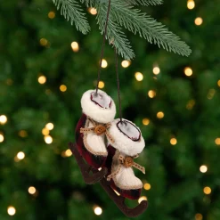 Northlight Fashion & Beauty>4" Red And White Plush Plaid Ice Skates Christmas Ornament