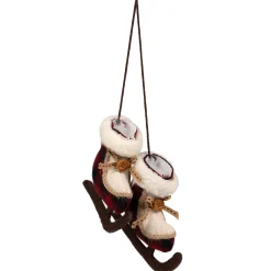 Northlight Fashion & Beauty>4" Red And White Plush Plaid Ice Skates Christmas Ornament