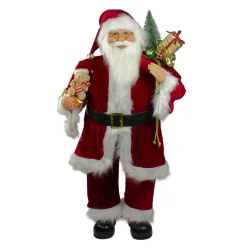 Santa Figures*Northlight 36" Red And White Santa Claus Christmas Figure With Teddy Bear And Gift Bag