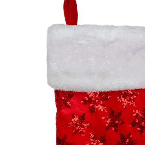 Stockings*Northlight 20.5" Red And White Sequin Snowflake Christmas Stocking