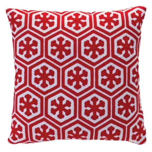 Pillows & Throws*Melrose 17.25" Red And White Snowflake Cotton Christmas Throw Pillow