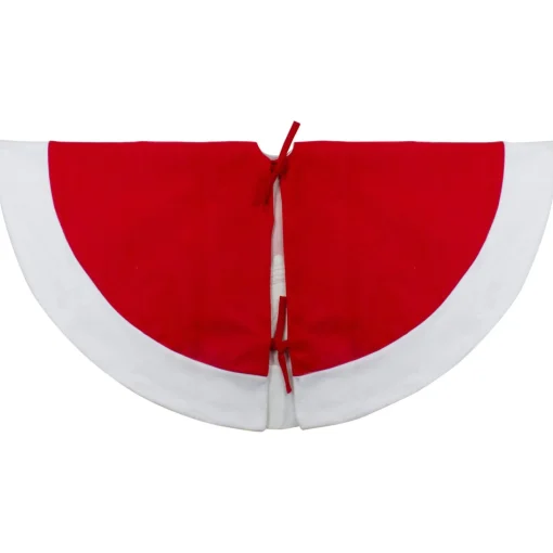 48 Inch And Smaller*Northlight 48" Red And White Winter Reindeer Embroidered Christmas Tree Skirt