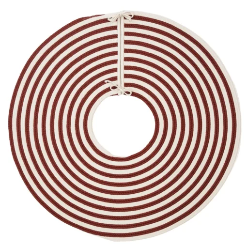 50 Inch And Larger*Colonial Mills 50" Red And White Woven Candy Cane Round Christmas Tree Skirt