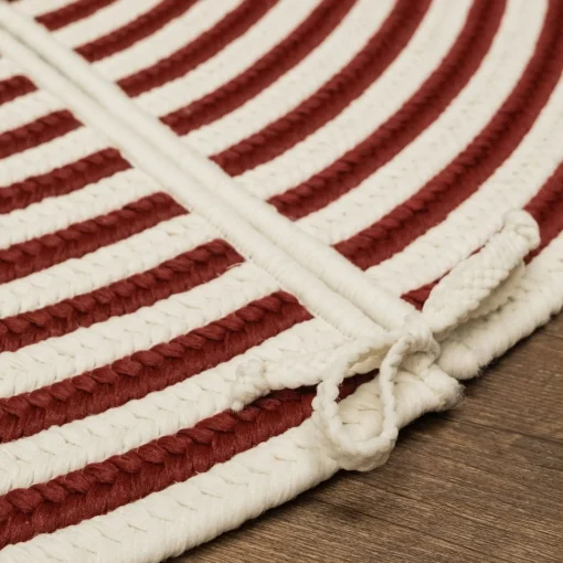 50 Inch And Larger*Colonial Mills 50" Red And White Woven Candy Cane Round Christmas Tree Skirt