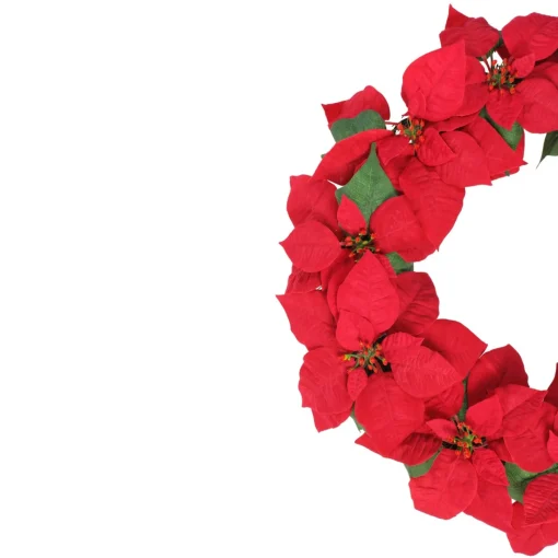 Specialty Wreaths*Northlight 24" Red Artificial Poinsettia Flower Christmas Wreath - Unlit
