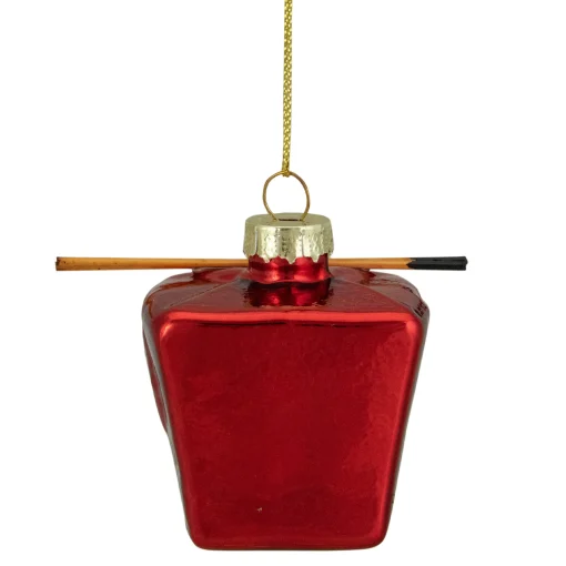 Northlight Food & Beverage>3.5" Red Asian Food Take Out Container Glass Christmas Ornament
