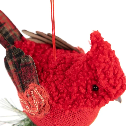 Northlight Animals>5.25" Red Burlap Cardinal With Pine Needles And Berries Christmas Ornament